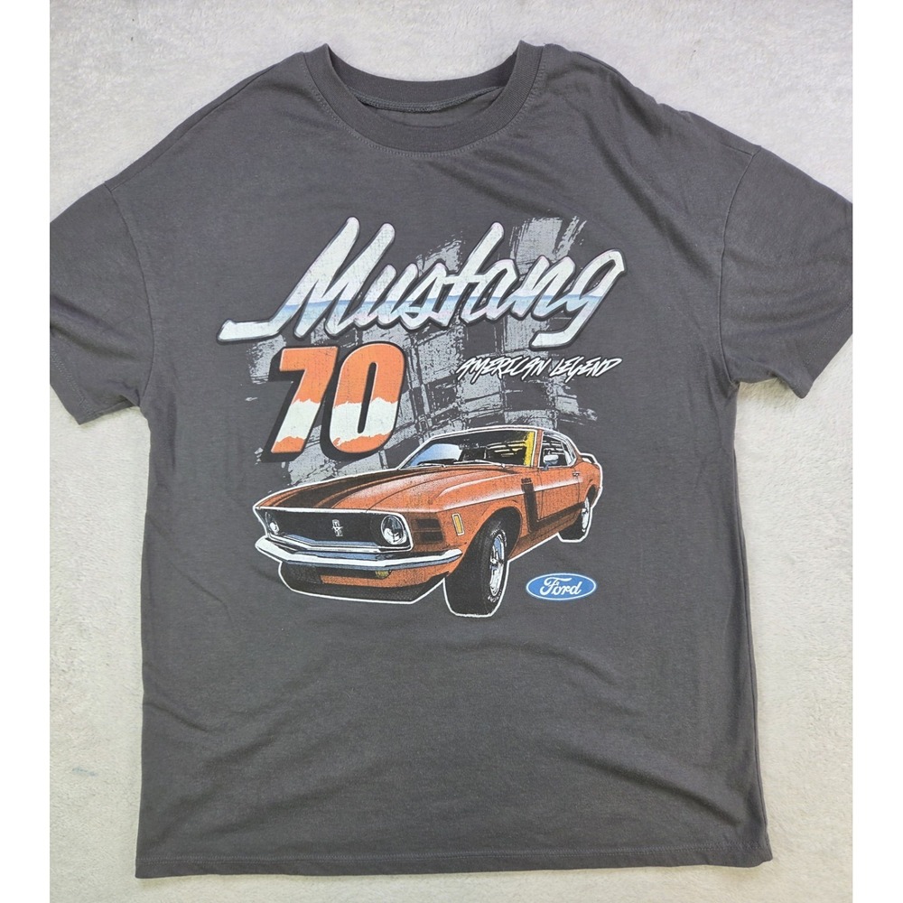 Ford Mustang 1970 Graphic T Shirt Mens Medium Gray American Muscle Car Tee